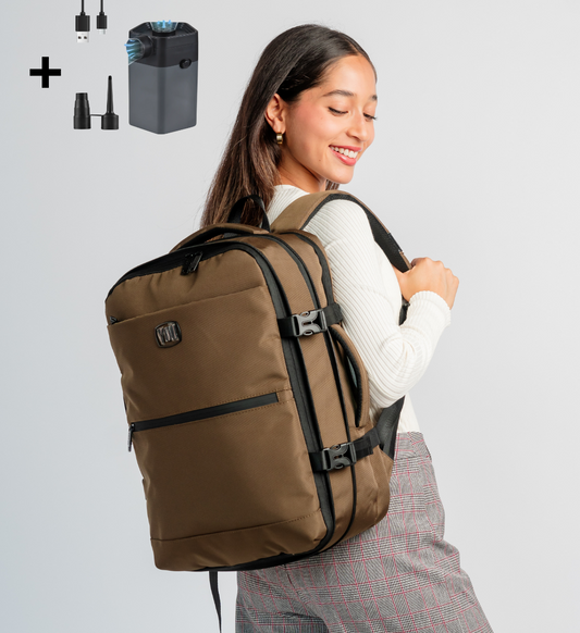 Mochila viajera al vacío + Compresión de aire